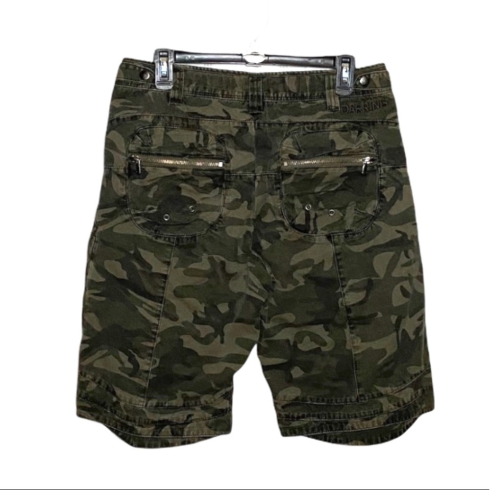 Darring Men Camo Shorts Green Cargo Size 32 - Picture 2 of 11